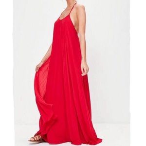 Missguided Red Pleated Maxi Dress